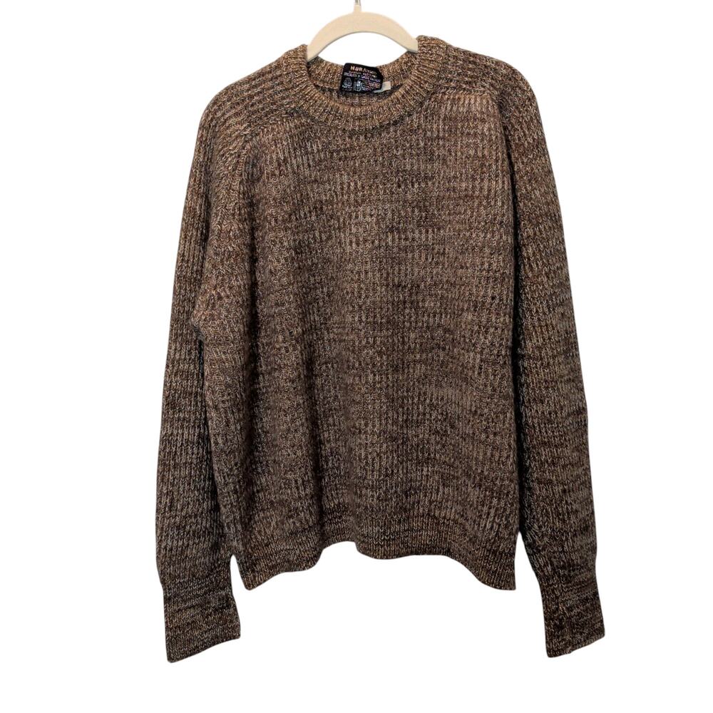 Vtg Maban Scotland Men's Sz XL Thick Chunky Pure New Wool Sweater Brown Pullover
